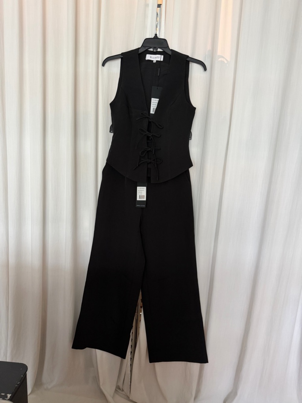 Elliatt Black Lace-Up Vest with Wide-Leg Trousers Cavalcade set